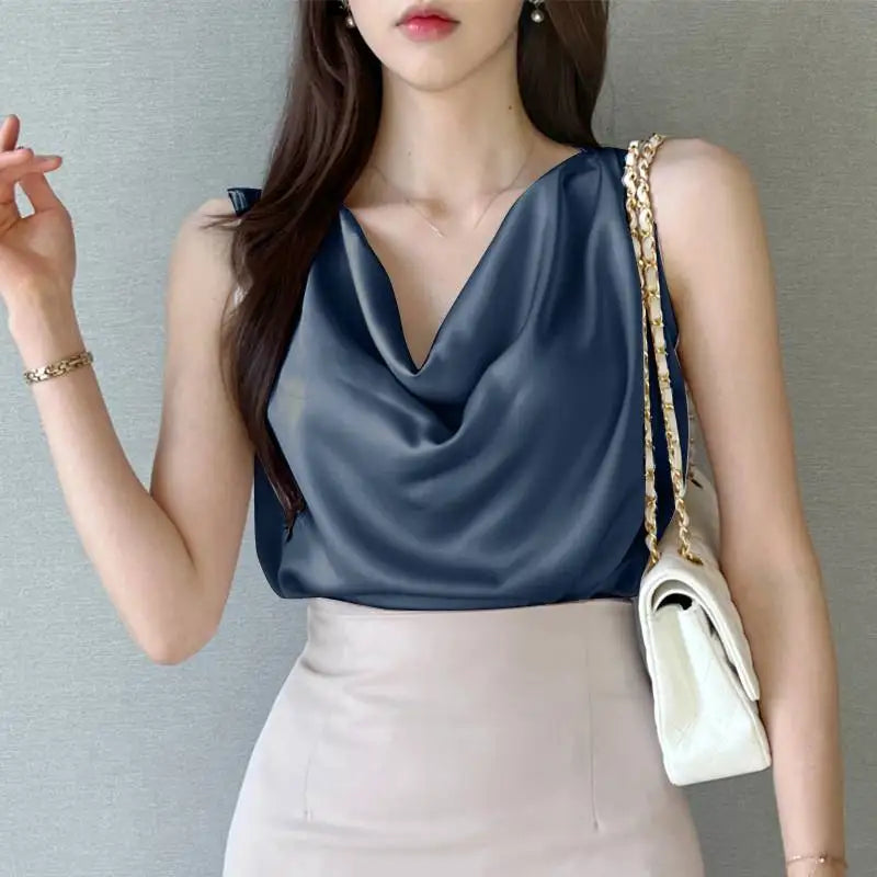 Satin Sleeveless Tank Fashion Top