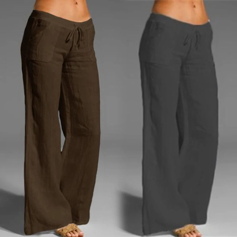 Casual Cotton Linen Wide Leg Pants