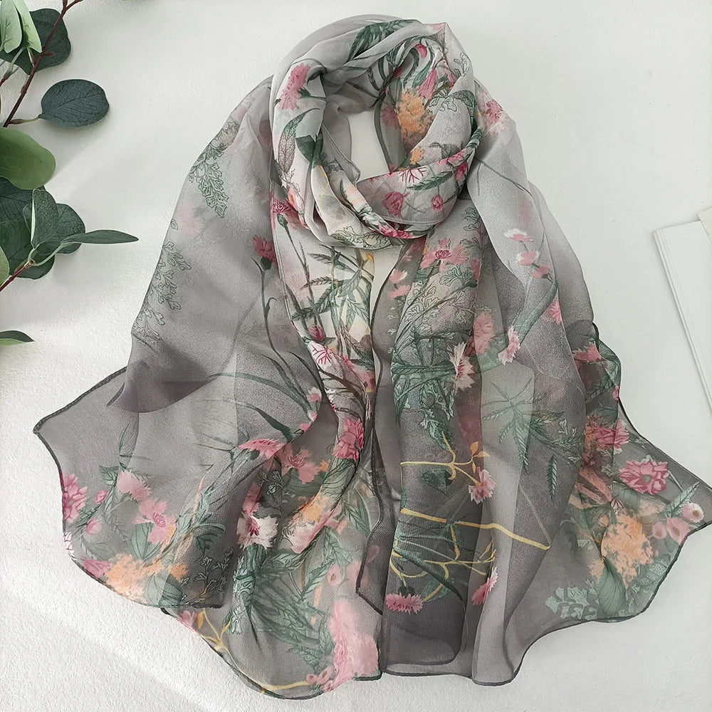 Green Grass Women Elegant Chiffon Scarf Hijjab