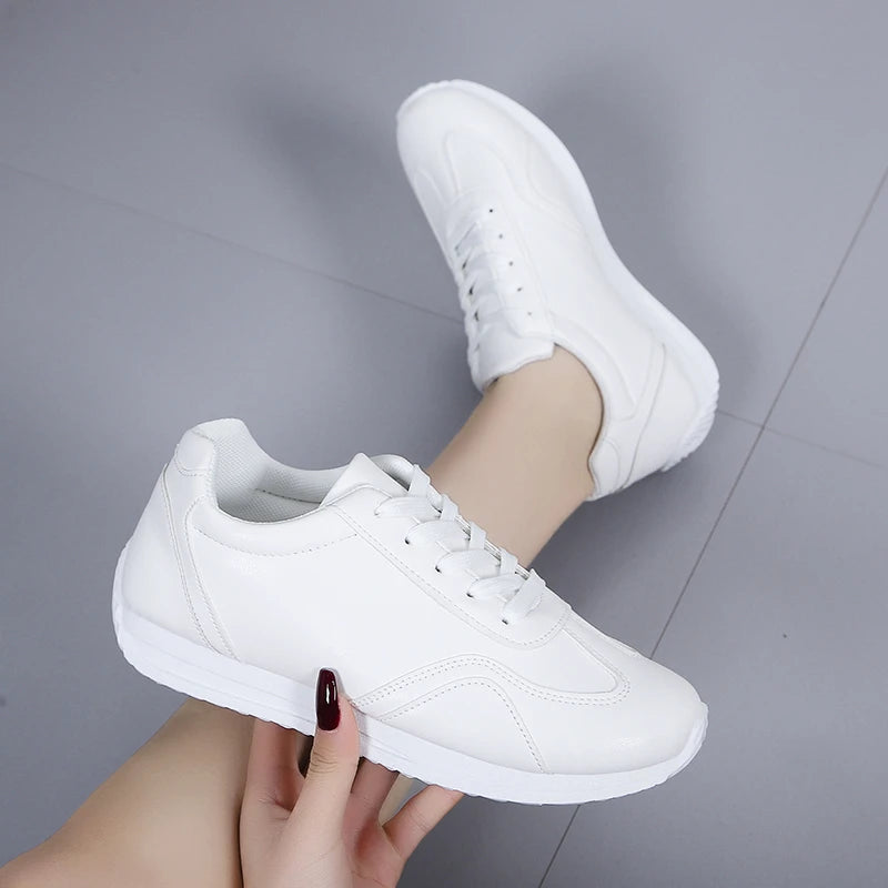 White Leather Sneakers Sport Vulcanized Shoes Comforthable Spring Sneakers Casual Shoes 2024 Fashion School Tennis Flat Shoes