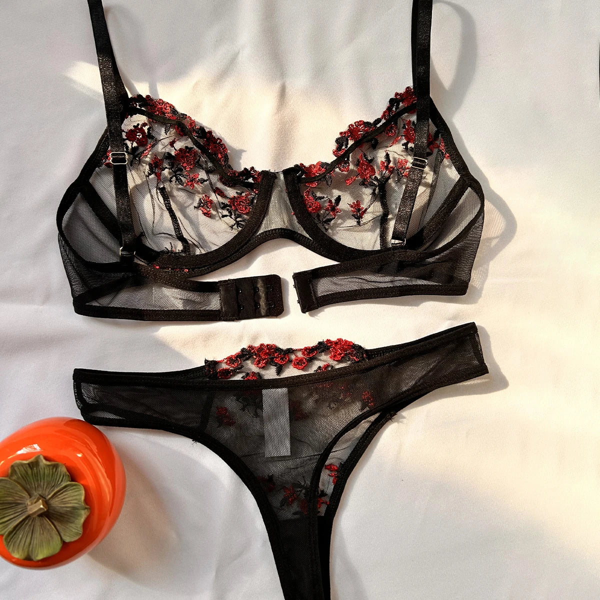 Sexy Dessous Ausgefallene Spitze Erotik Set 2-teilig Transparent