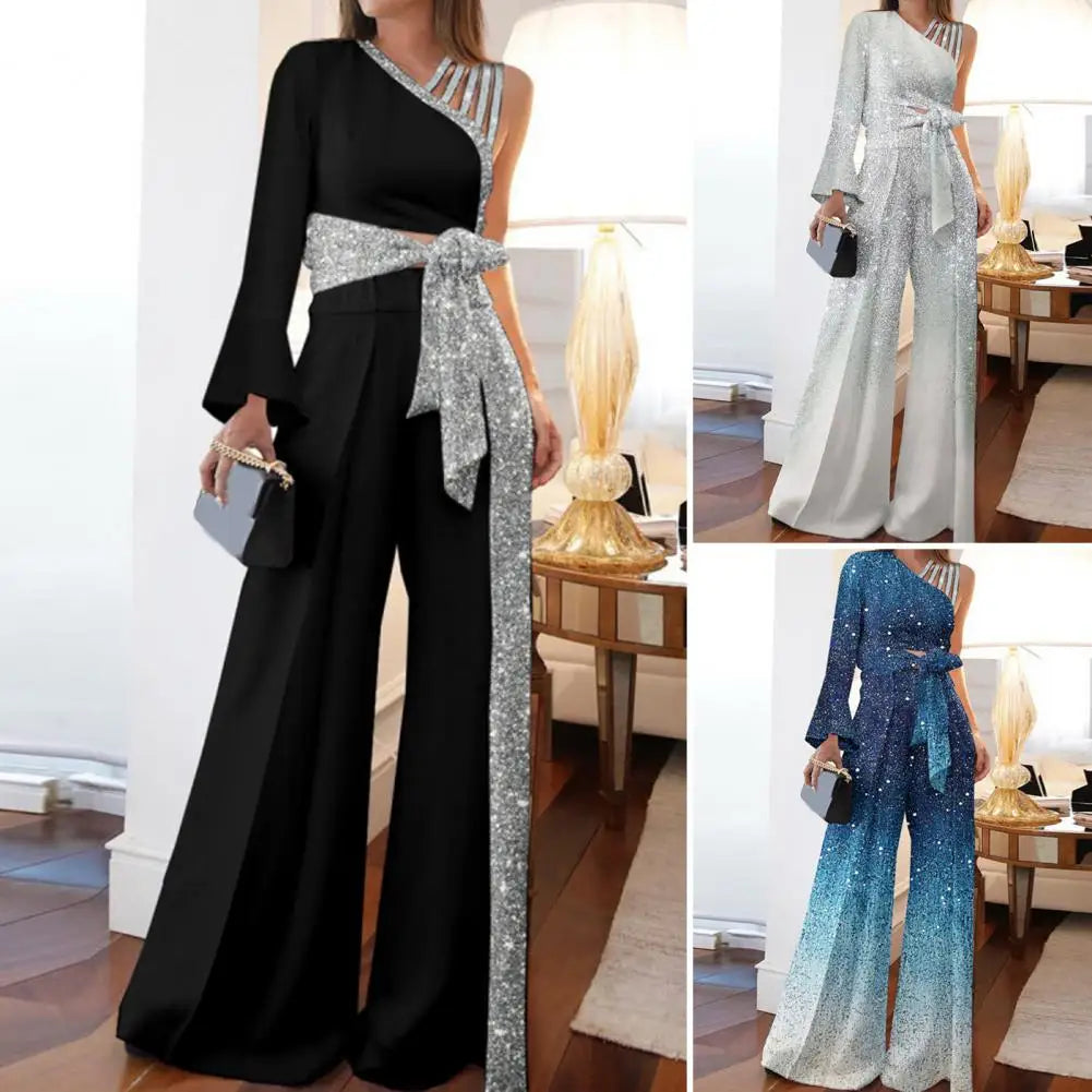 2Pcs/Set Lady Outfit Classic Wide Leg Women