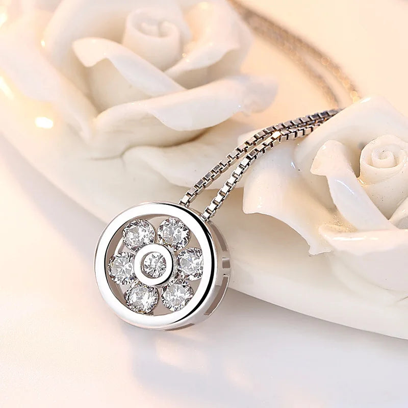 925 Sterling Silver Round Zircon Necklaces