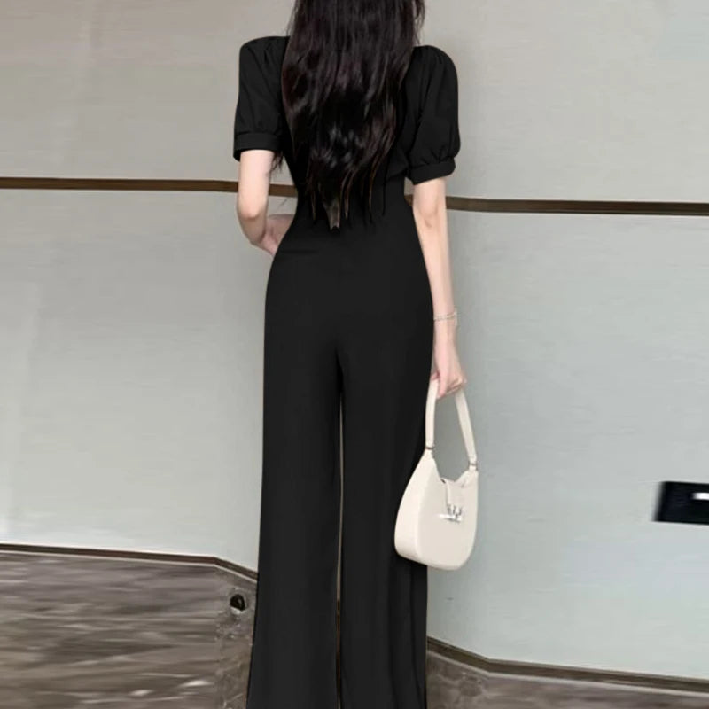 Ibtisam Summer Puff Sleeve Square Collar Rompers Fashion Party Jumpsuit