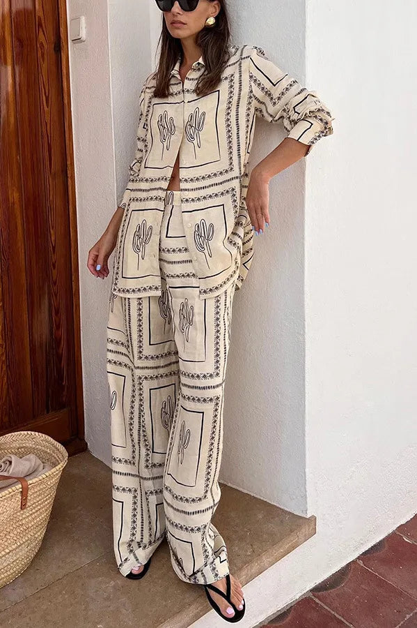 Sama Loose Fashion Printed Long Sleeve Set