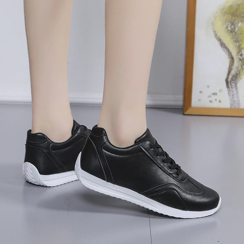 White Leather Sneakers Sport Vulcanized Shoes Comforthable Spring Sneakers Casual Shoes 2024 Fashion School Tennis Flat Shoes