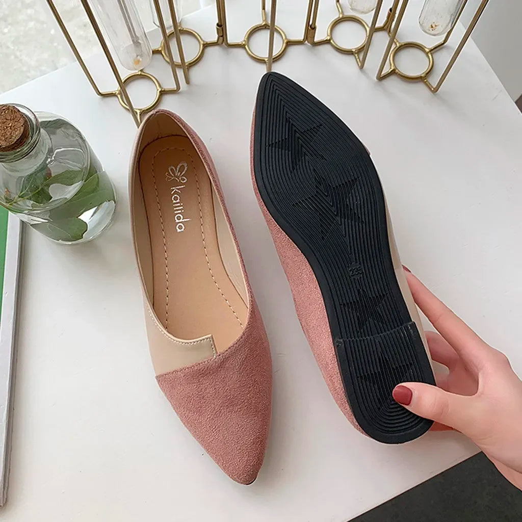 Fashion Splice Color Mule Flats Pointed Toe Ballerina