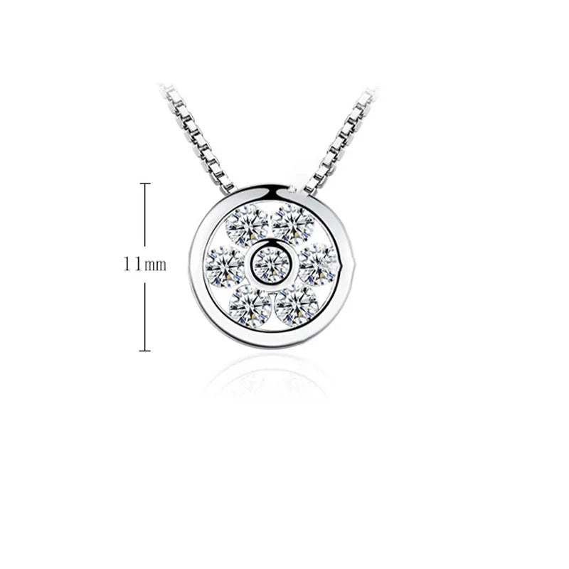 925 Sterling Silver Round Zircon Necklaces