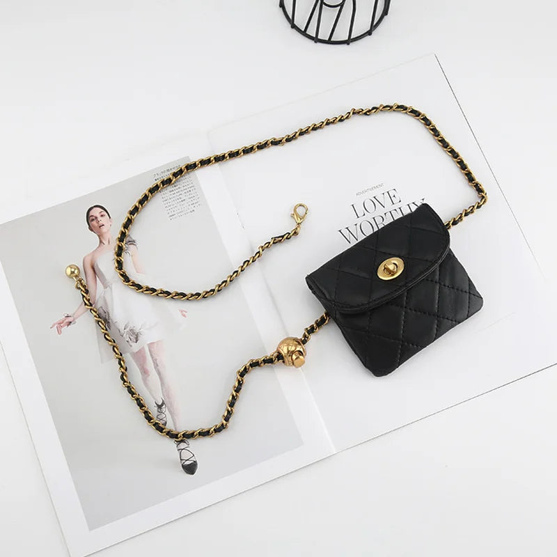 Luxury Metal Belt Chain With Mini Bag