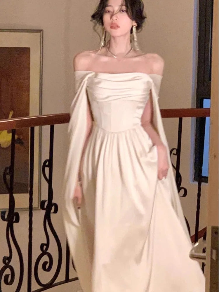 Seeham Elegantes weißes Hochzeitsabendkleid