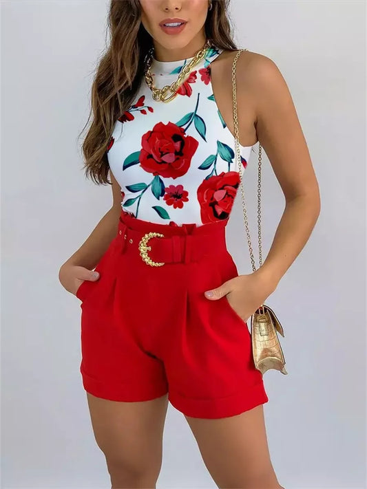 Summer Vest and Shorts 2Pcs Suit Set