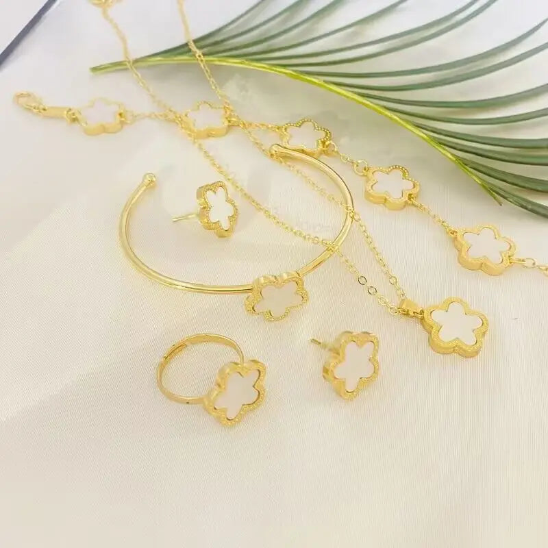 5pcs Double Sided Five Flower Jewelry Set