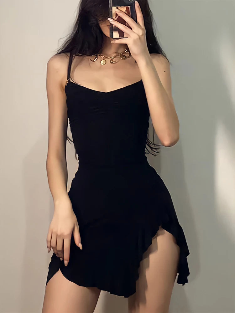 Minivestido de Chloé Nuevo vestido negro sin mangas con tirantes y pliegues sin espalda, vestido ajustado con abertura