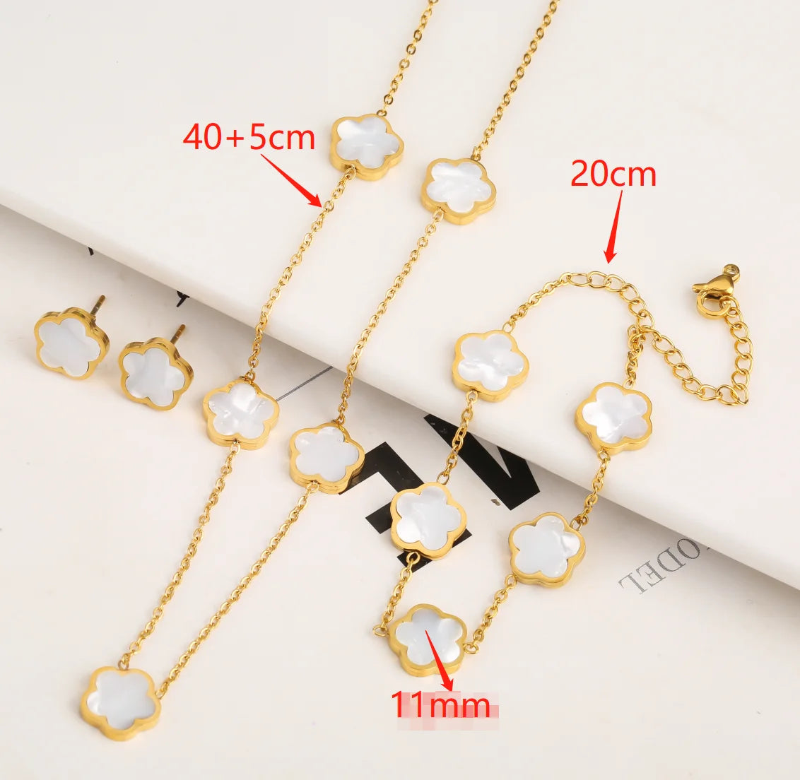 Stainless Steel  Creative Plant Petal Flower  Jewelry Set