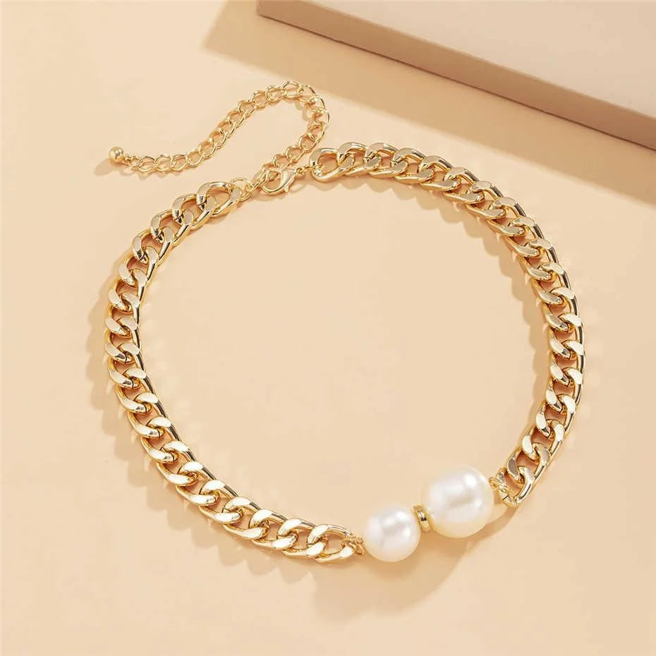 Smooth Cuban Necklaces Women Round Pearl