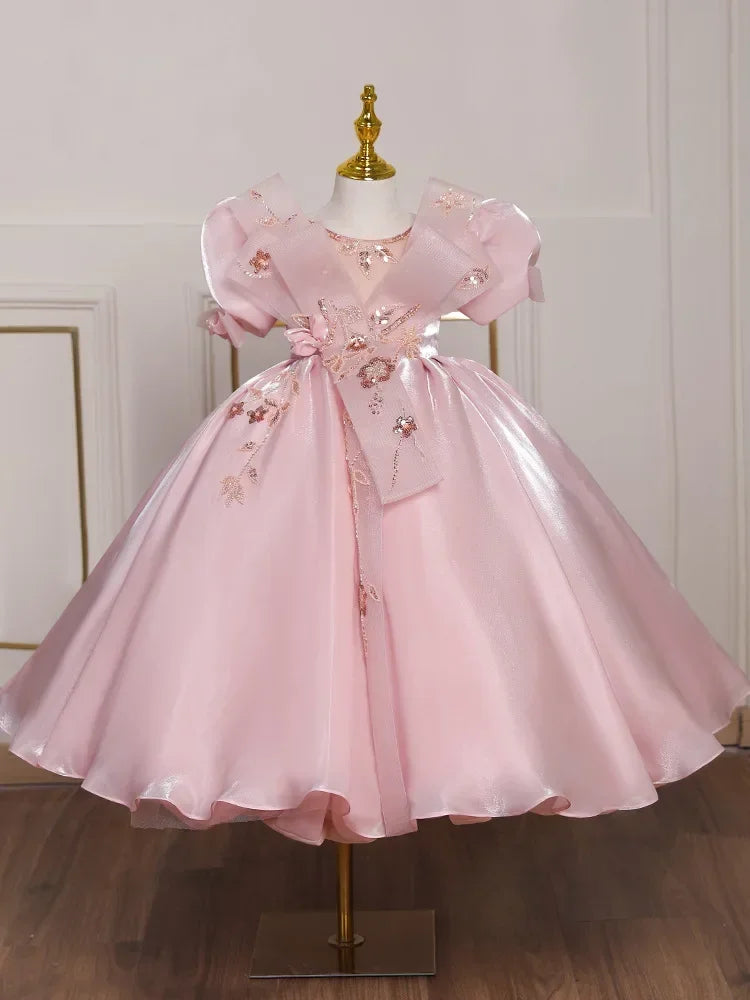 Girls Flower Puffy Pageant Dress