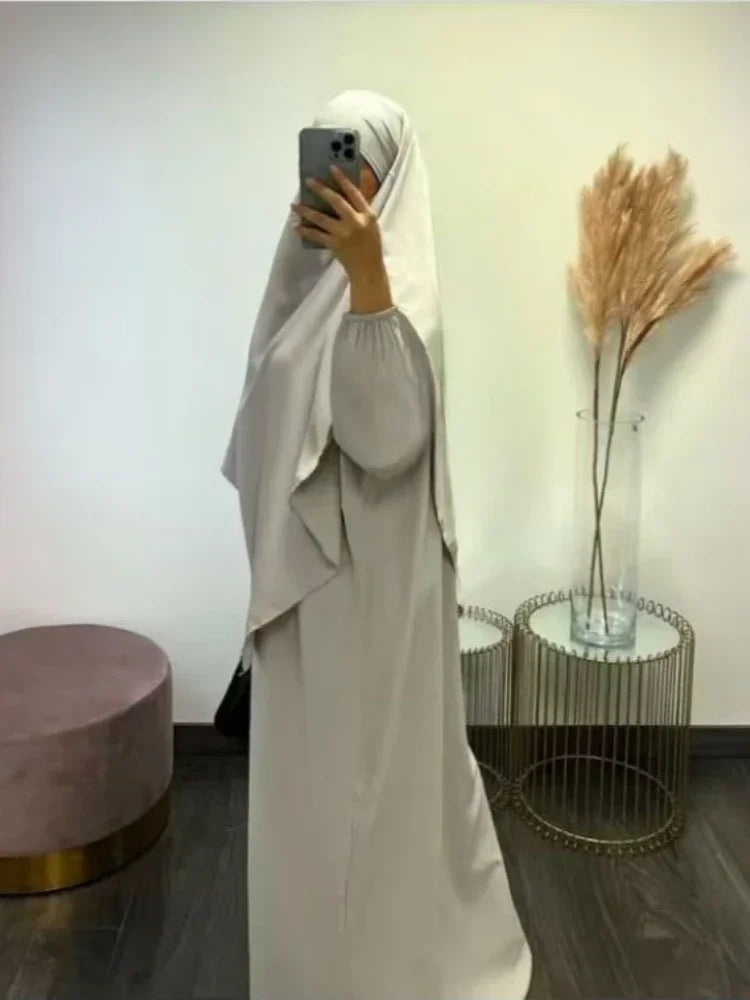 Conjunto largo de 2 piezas de Khimar musulmán Eid para mujer, vestido Abaya, prenda de oración, Hijab, cobertura completa, caftán islámico de Ramadán, Djellaba 2023