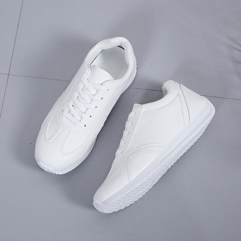 White Leather Sneakers Sport Vulcanized Shoes Comforthable Spring Sneakers Casual Shoes 2024 Fashion School Tennis Flat Shoes