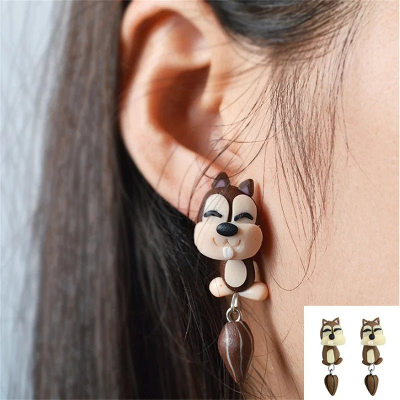 Handmade Cartoon 3D Polymer Clay Animal Earrings