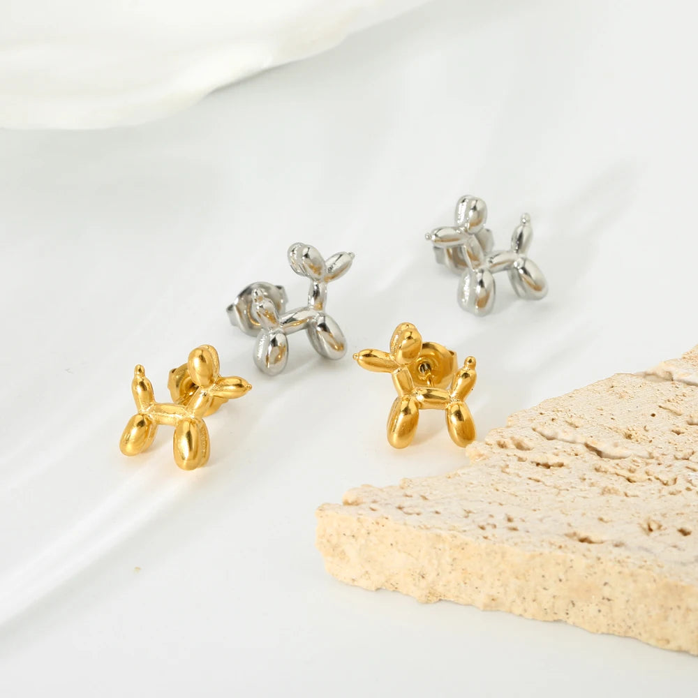 Delicate Cute Pet Dog Simple Stud 18K Plated Gold Earrings