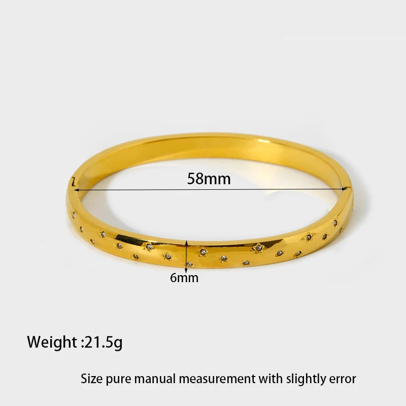 Light luxury Cubic Zirconia Bangles 18K Gold Plated Stainless Steel Bracelets