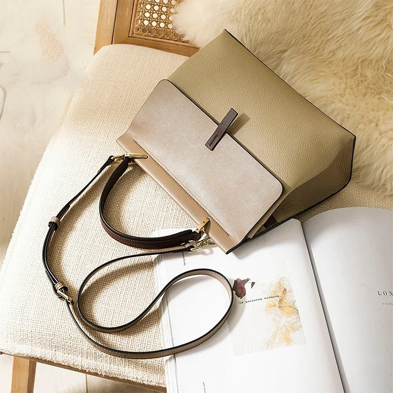 Genuine Leather High Quality Tote Fashion Cowhide Shoulder Crossbody Bag