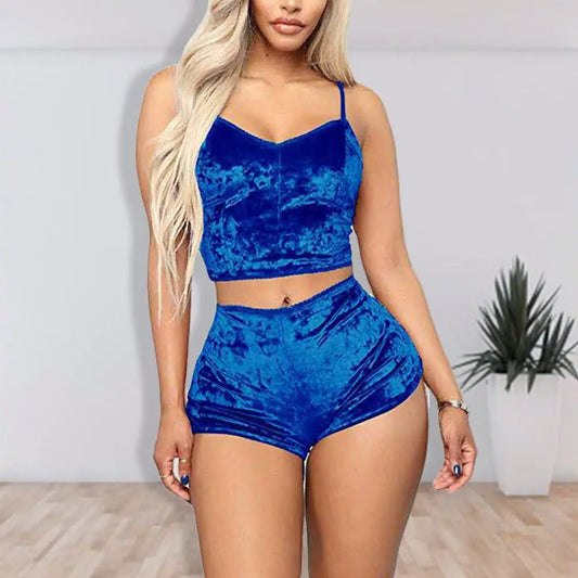 Spaghetti Strap Solid Backless Sleepwear Set