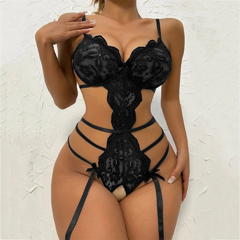 Conjunto de lencería traje sexy monos sin entrepierna femenina