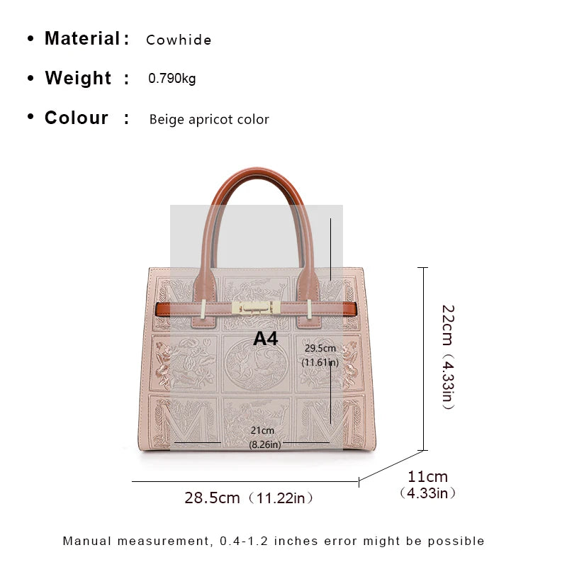 2024 Fashionable  High Grade Embroidered Cowhide Bag