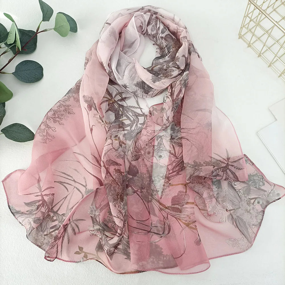 Green Grass Women Elegant Chiffon Scarf Hijjab