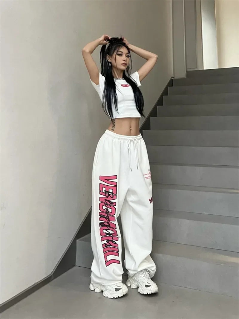 Streetwear White Jogging Sweatpants Oversized 2024