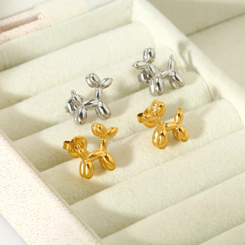 Delicate Cute Pet Dog Simple Stud 18K Plated Gold Earrings