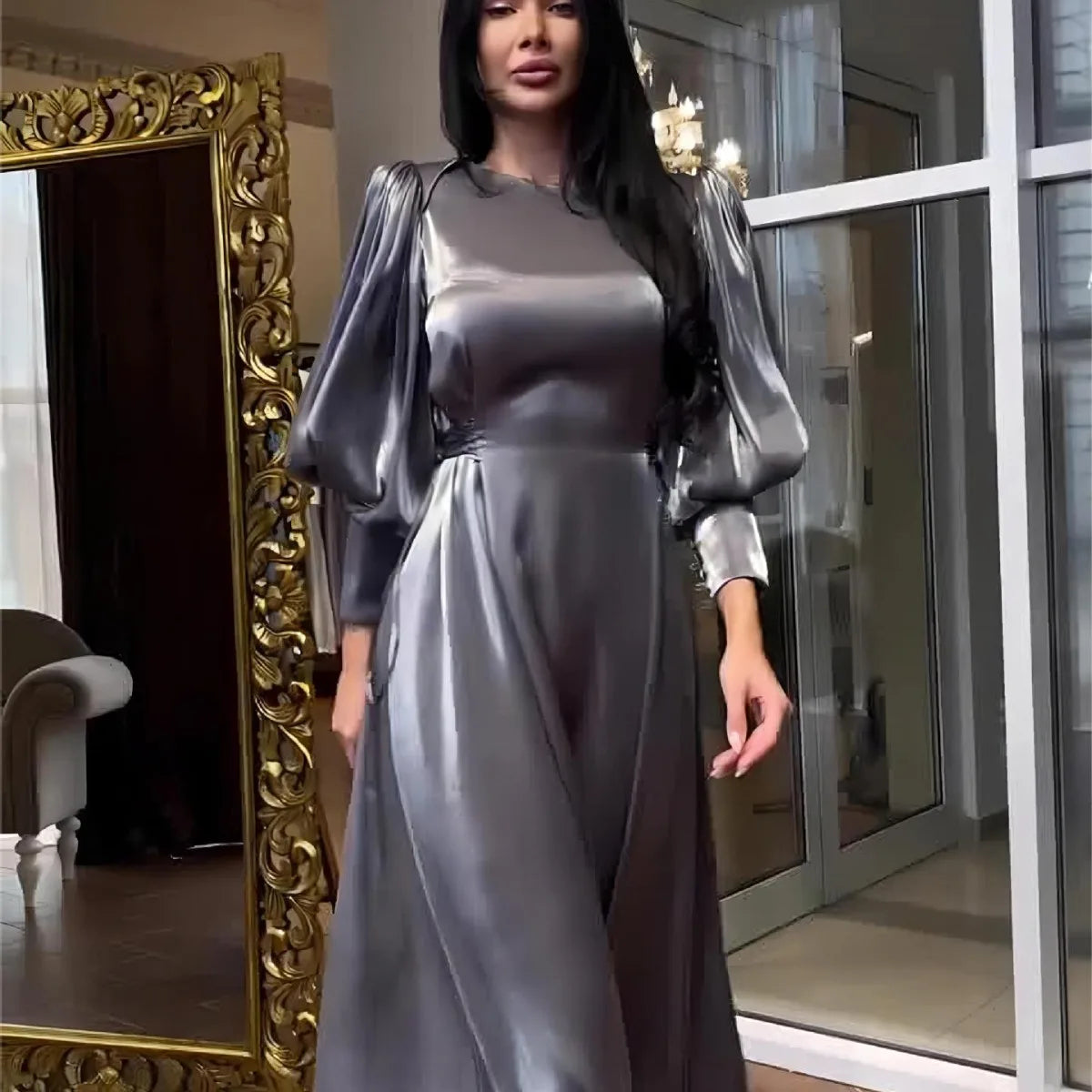 Arwa Long Satin party Dress