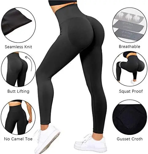 Legging de cintura alta de fitness de punto sin costuras