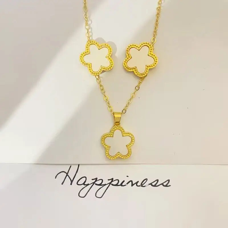 5pcs Double Sided Five Flower Jewelry Set