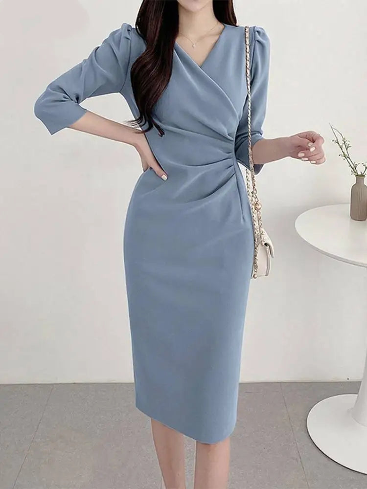 Summer Fashion Solid Color Knee Length Bodycon Dress