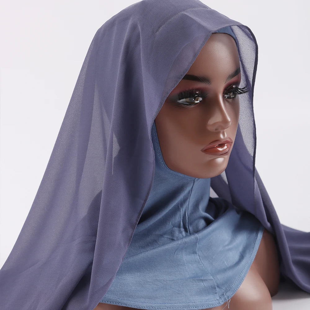 Hijab de gasa pesada con gorro interior elástico