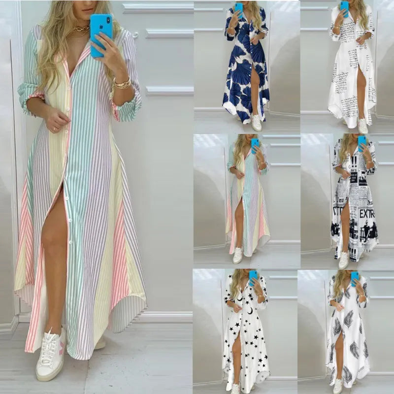 Boho Printed Long Shirts Dress Summer