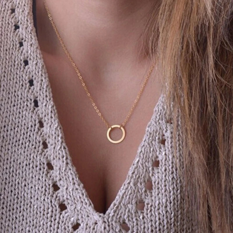 2024 Tredy New Minimalist Circle Pendants Necklaces