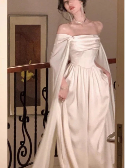 Seeham Elegantes weißes Hochzeitsabendkleid