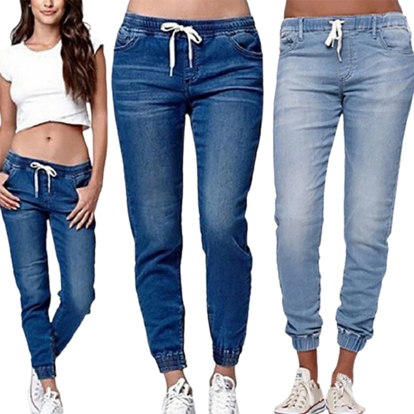 Casual Jogger Pants Elastic Skinny Pencil Jeans