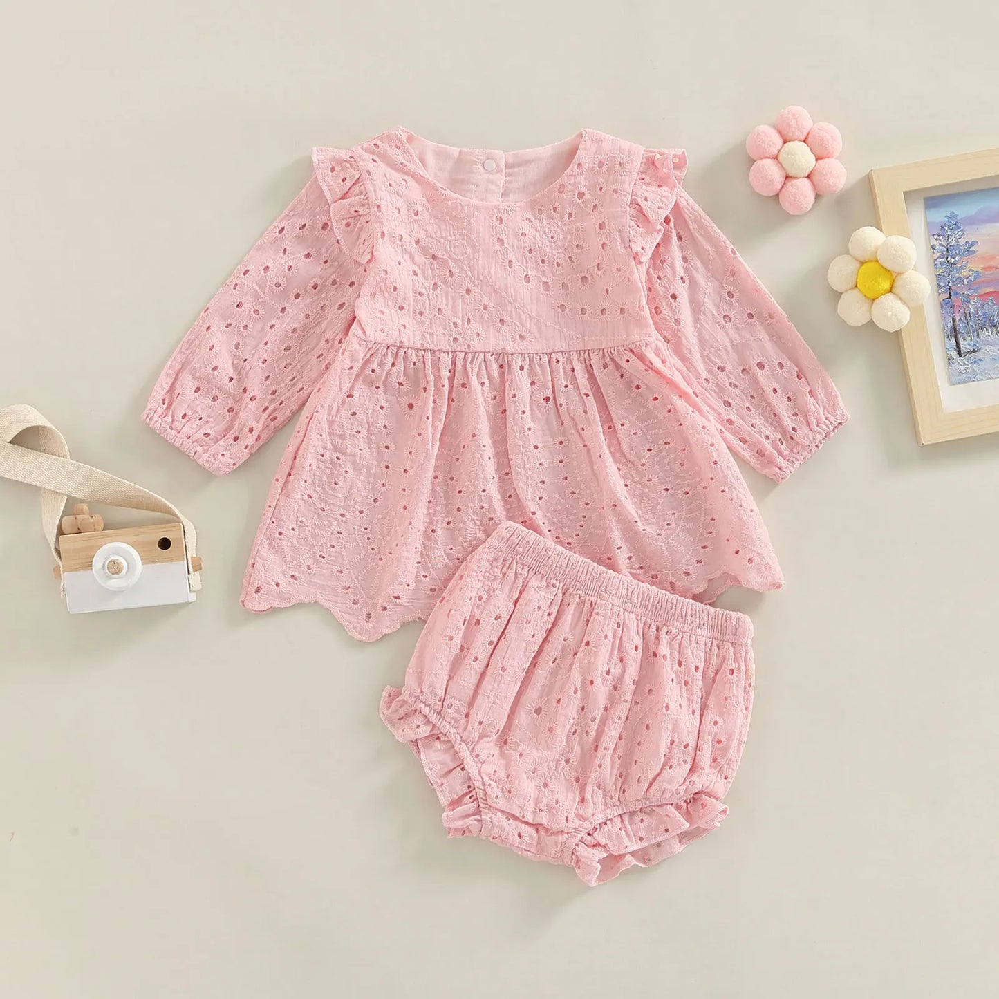 0-24M Kleinkind Baby Mädchen Kleidung Set Einfarbig