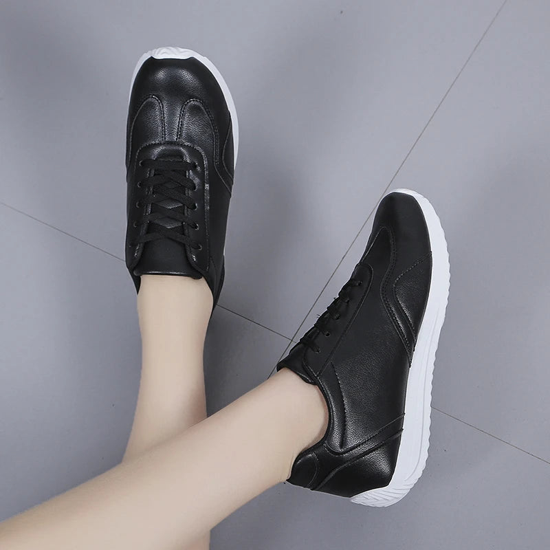 White Leather Sneakers Sport Vulcanized Shoes Comforthable Spring Sneakers Casual Shoes 2024 Fashion School Tennis Flat Shoes