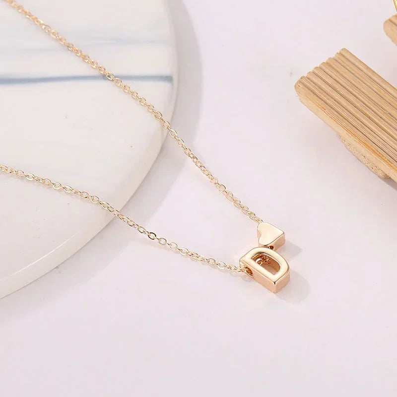 Fashion Tiny Heart Dainty Initial Necklace Letter Name Choker