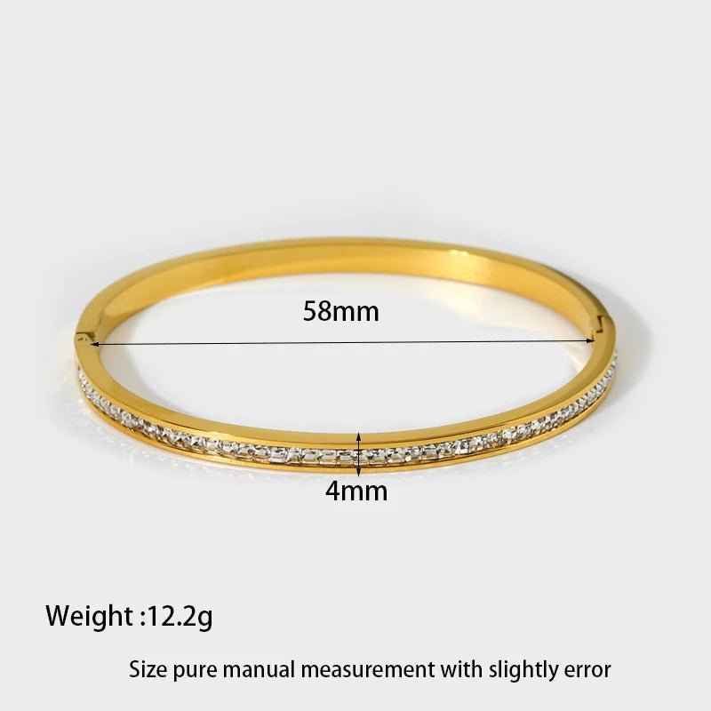 Light luxury Cubic Zirconia Bangles 18K Gold Plated Stainless Steel Bracelets