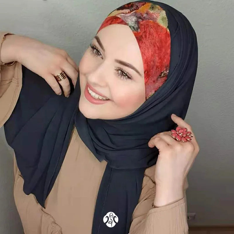 Chiffon Hijab Scarf built-in inner Turban