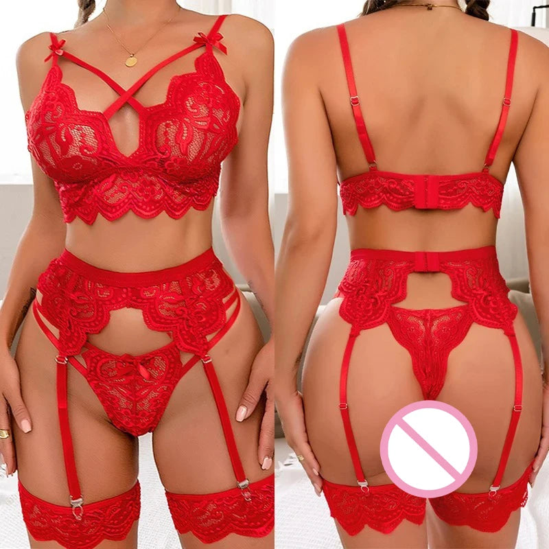 Lace Transparent Lingerie For Women Bra Set