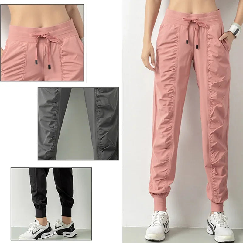 Fabric Drawstring Running Sport Quick Dry Joggers