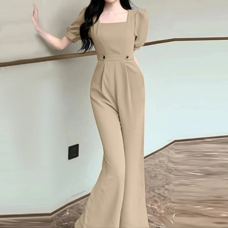 Ibtisam Summer Puff Sleeve Square Collar Rompers Fashion Party Jumpsuit