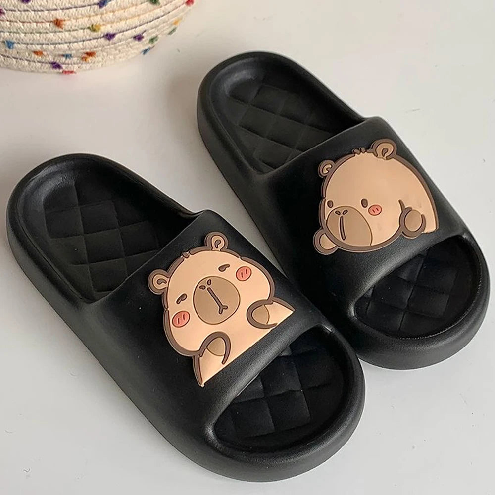 Cute Capybara Design Thick Sole Women Slippers Slides